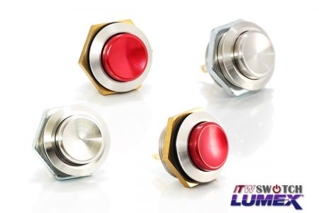 Interruptores tipo botão de metal extra resistentes de 19 mm